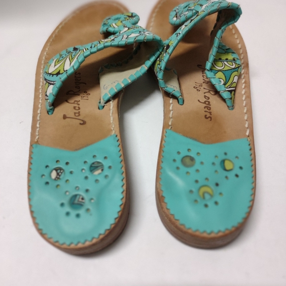 Jack Rogers Size 6 Teal Leather Sandals - Picture 4 of 8